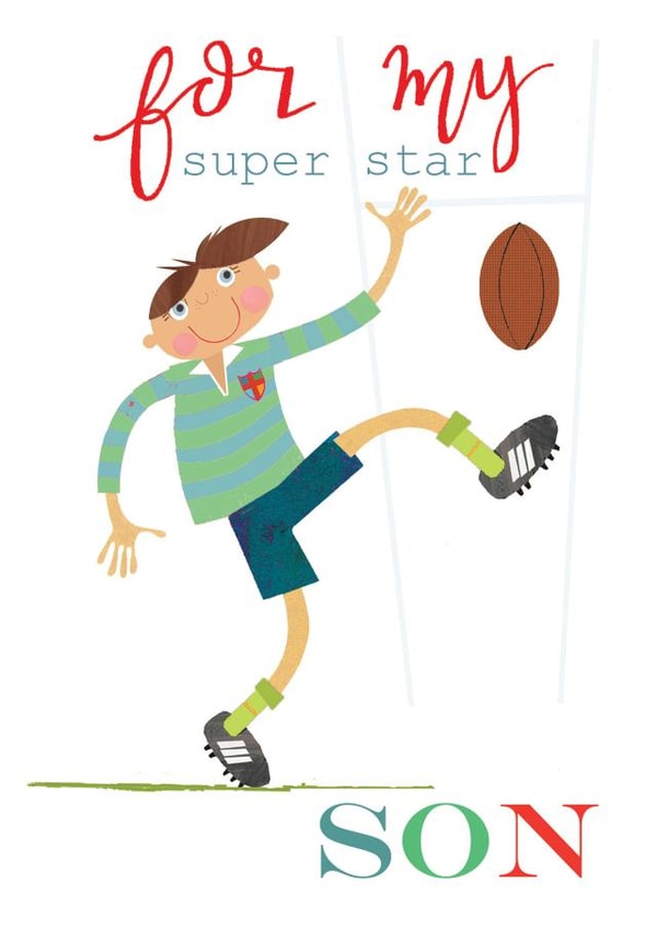 son card - rugby - for my son - funny and cute created by Kali Stileman