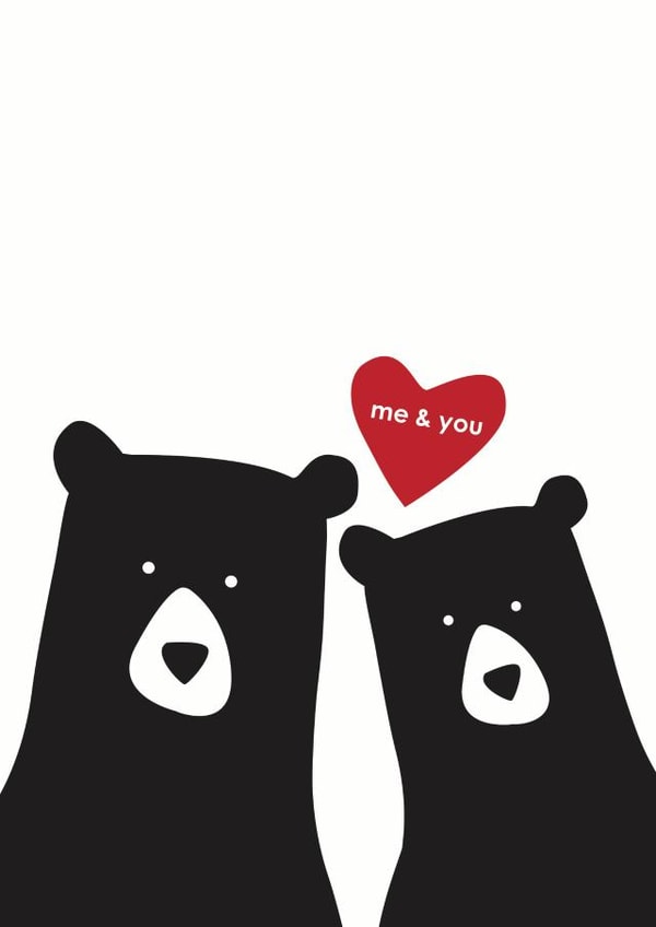 Cute Bear Couple Anniversary Card / Valentines Day Card / Wedding Card - Me & You created by Heather Alstead Design LTD