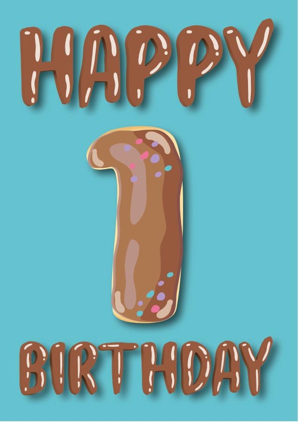 1st donut Birthday Card 36566 created by Pink Cat Design
