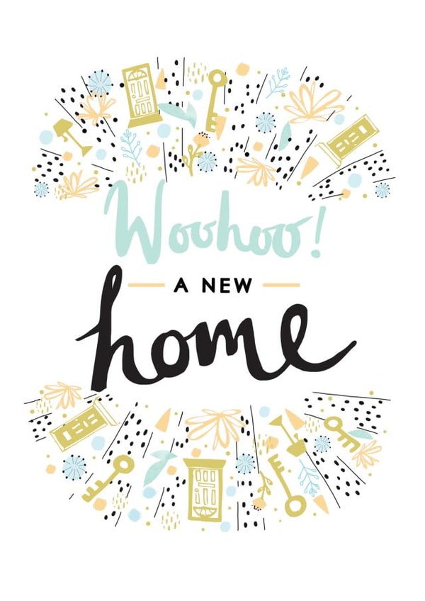 Arty New Home Card - Woohoo - Keys created by Louise Tiler