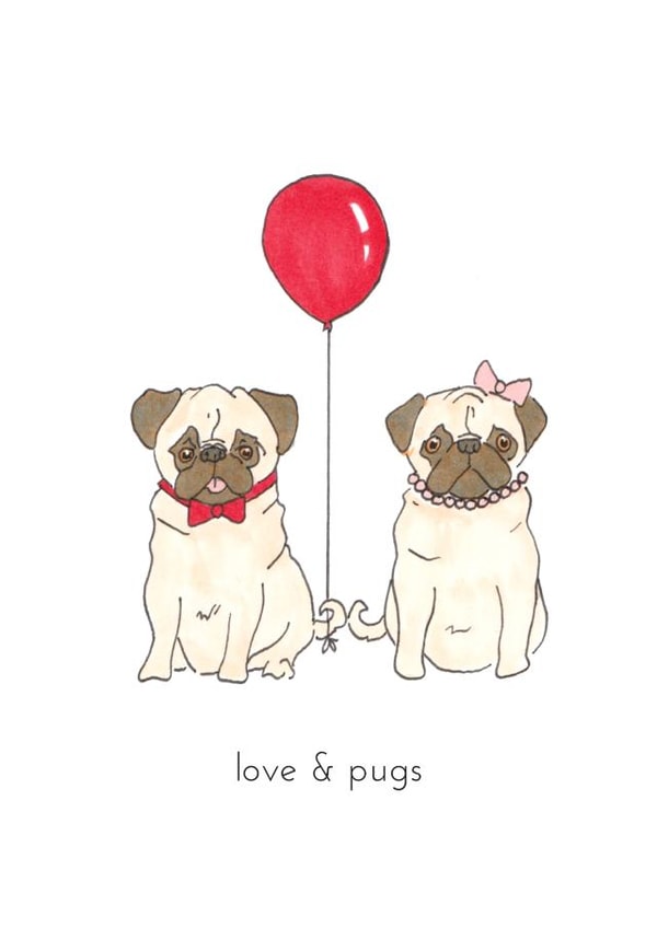 pug love Anniversary Card 36780 created by Polly Rose Art & Designs