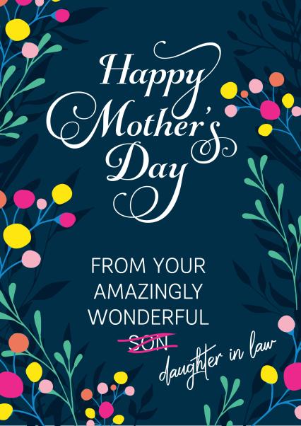 Funny mother's day card, from your son and daughter in law thortful