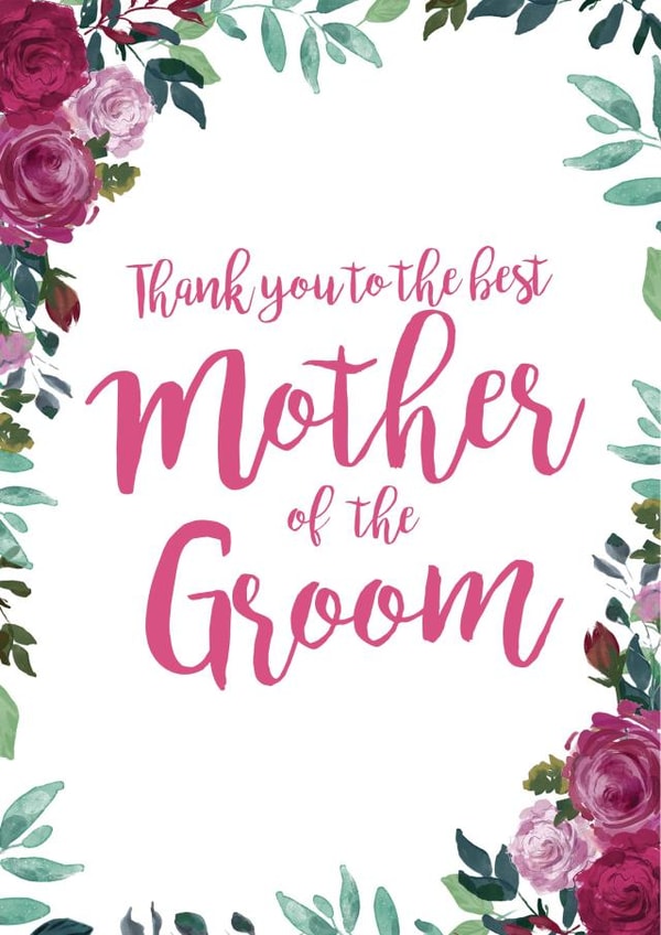 Thank you to the best mother of the groom - floral thank you card created by Let's Dream