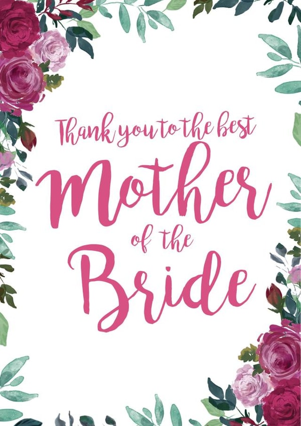 To the best mother of the bride - floral thank you card created by Let's Dream