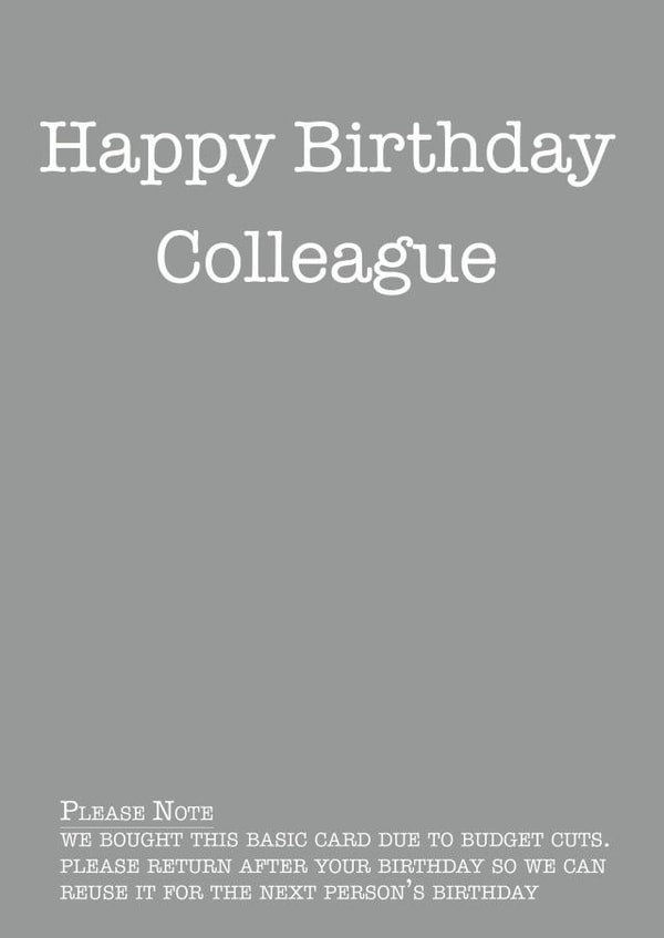 colleague cheap budget Birthday Card 13515 created by Danny Walsh