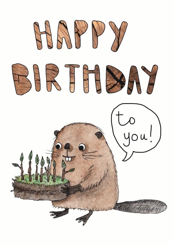 Happy birthday beaver typography card created by Heidi Burton