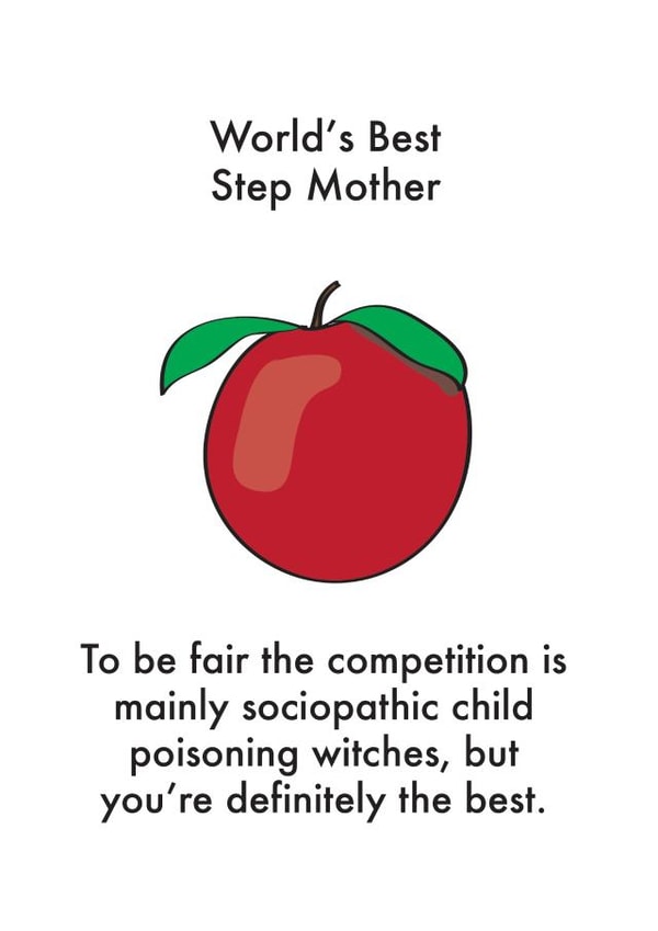 Funny Mothers Day Card - Step Mum - Apple - World's Best Step Mother created by OBJECTABLES