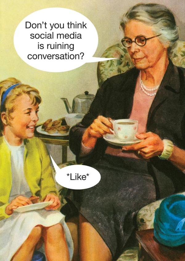 Is social media ruining conversation? card created by © Ladybird Books Ltd 2025