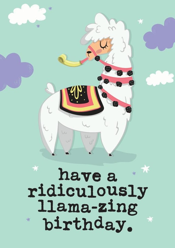 Llama funny Birthday Card 5963 created by Mrs Best Paper Co.