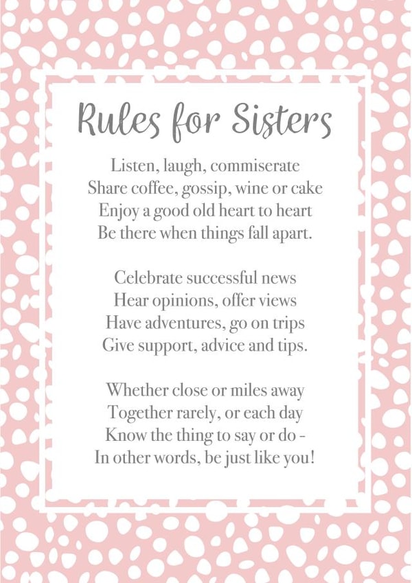 Heartfelt Just Because/Birthday Card - Rules for Sisters created by Joanna Miller