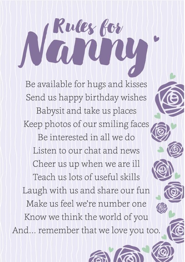 Rules for Nanny card created by Joanna Miller