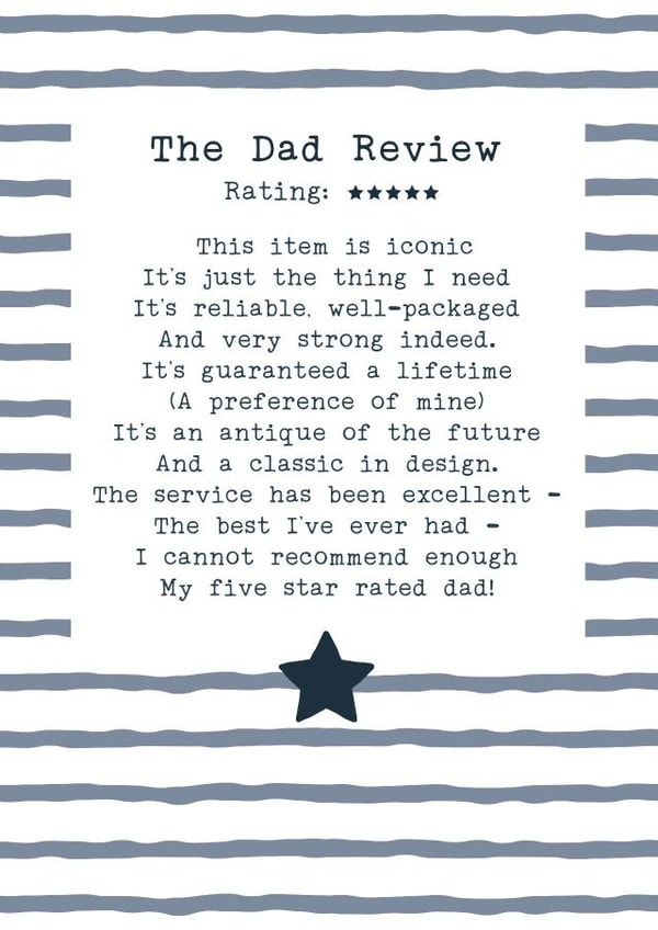The 5 star Dad review created by Joanna Miller