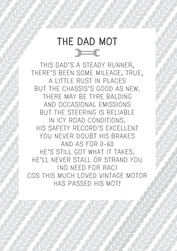 Funny Birthday Card - Dad - Poem - The Dad Mot created by Joanna Miller