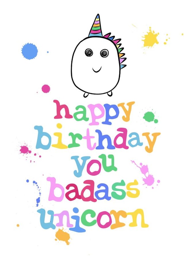 badass unicorn Birthday Card 30823 created by Parsy Designs