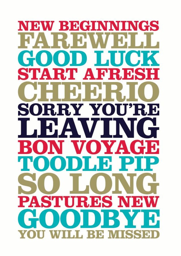 farewell start afresh Leaving Card 13636 created by Rosie Robins