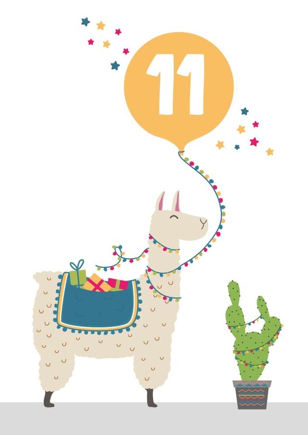 Party Llama 11th birthday card created by Wink Design - Michelle Roberts