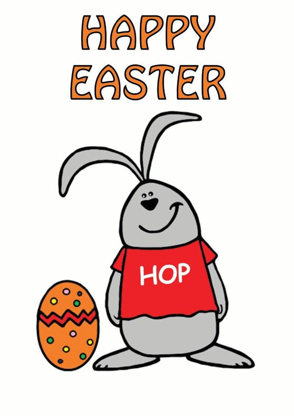 hop the bunny sends you a happy Easter card created by CARDTOON