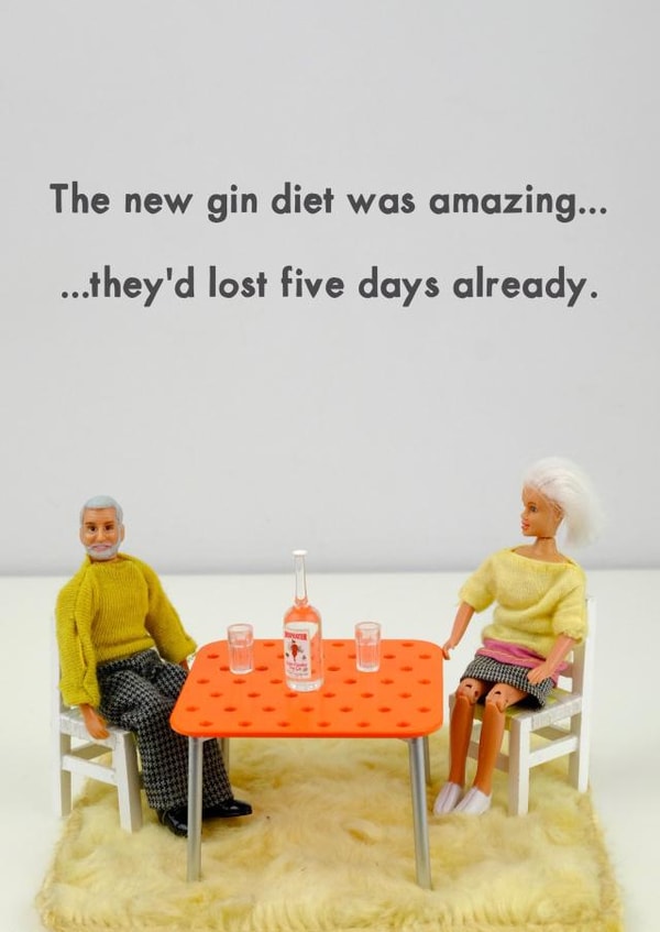 The gin diet card created by Bold & Bright Cards