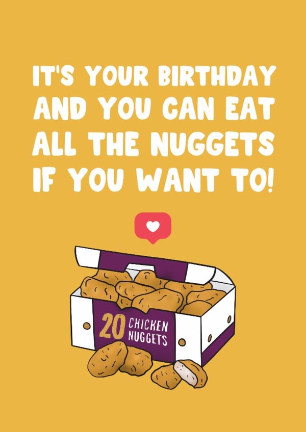 Funny Birthday Card - 20 Chicken Nuggets - McDonalds created by Hey Huns It's Nicole