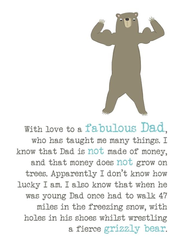 Fabulous Dad who wrestled a bear created by Dandelion Stationery