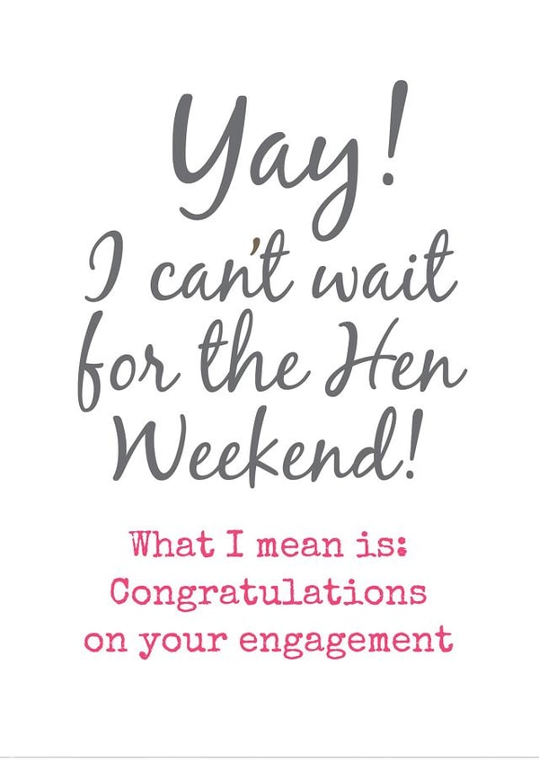 Yay, I can't wait for the Hen DO! Engagement card created by Duckduckle Design