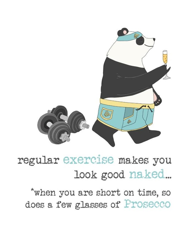 Regular exercise makes you look good naked, Birthday card created by Dandelion Stationery