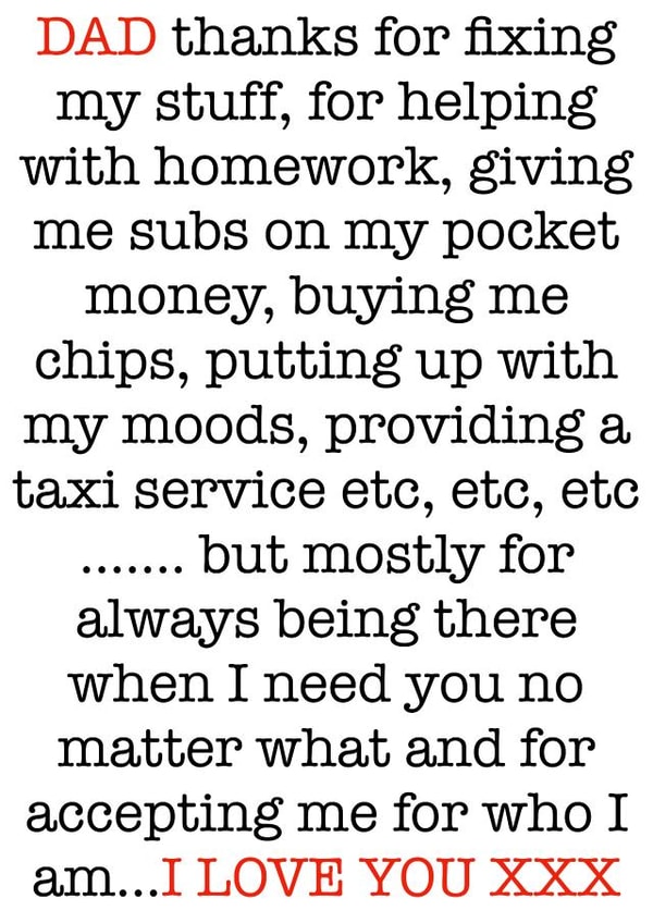 Funny Dad thank you card created by Adam Regester