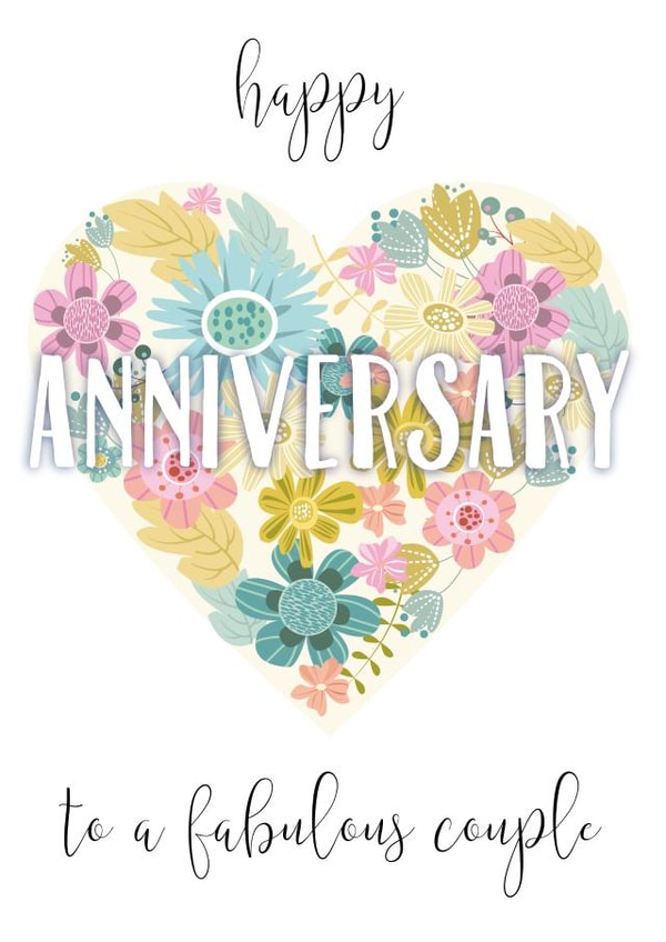 Classic Floral Anniversary Card - Happy Anniversary To A Fabulous Couple created by Pink Pig