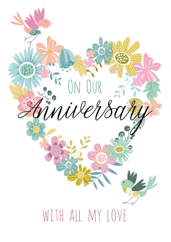 floral pretty Anniversary Card 2033 created by Pink Pig