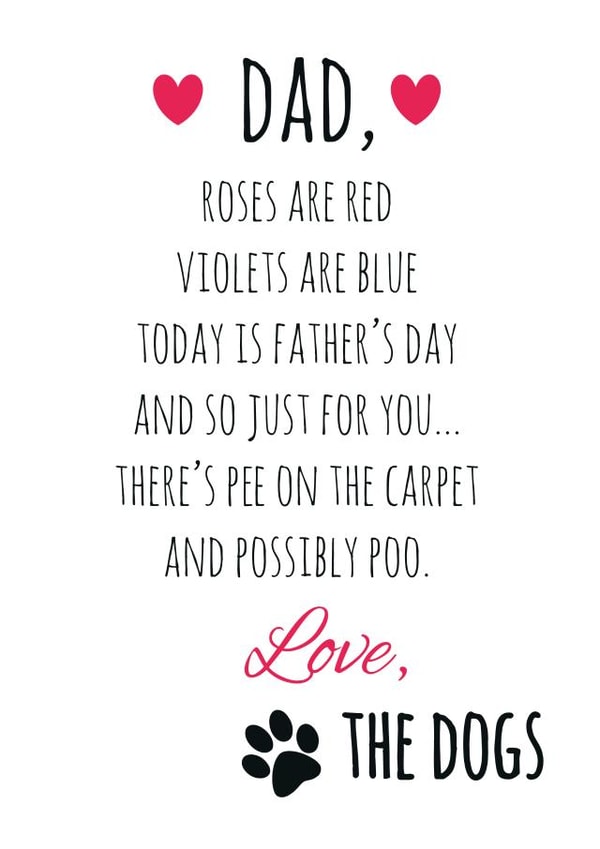 Poem from the dogs Father's Day card created by Chelsey Adams