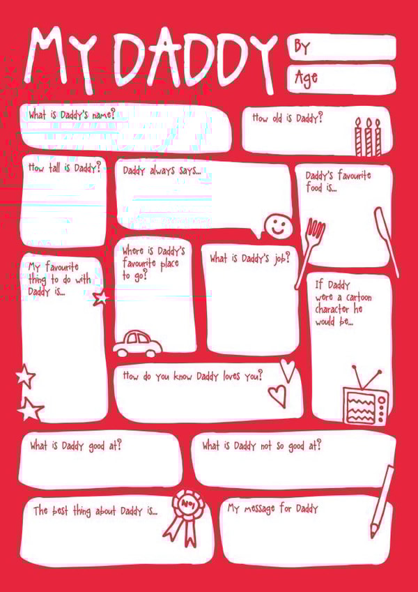 Cute Fathers Day Card / Birthday Card - Daddy - Fill In The Blanks - My Daddy created by Bow & Bell