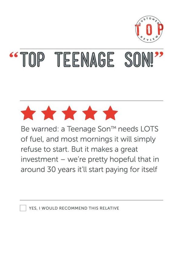 Funny Birthday Card - Son - Top Teenage Son created by Tess Cards