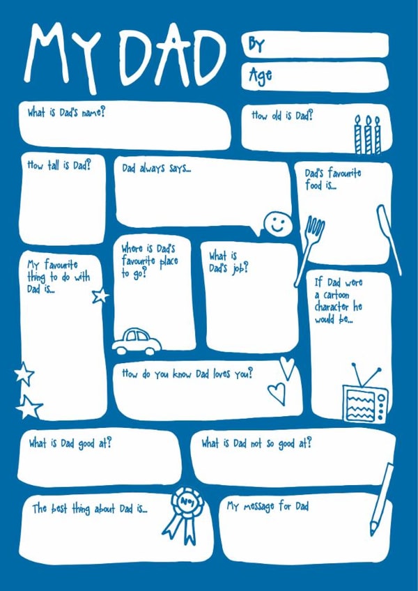 Cute Father's Day Card / Birthday Card - My Dad - Fill In The Blanks created by Bow & Bell