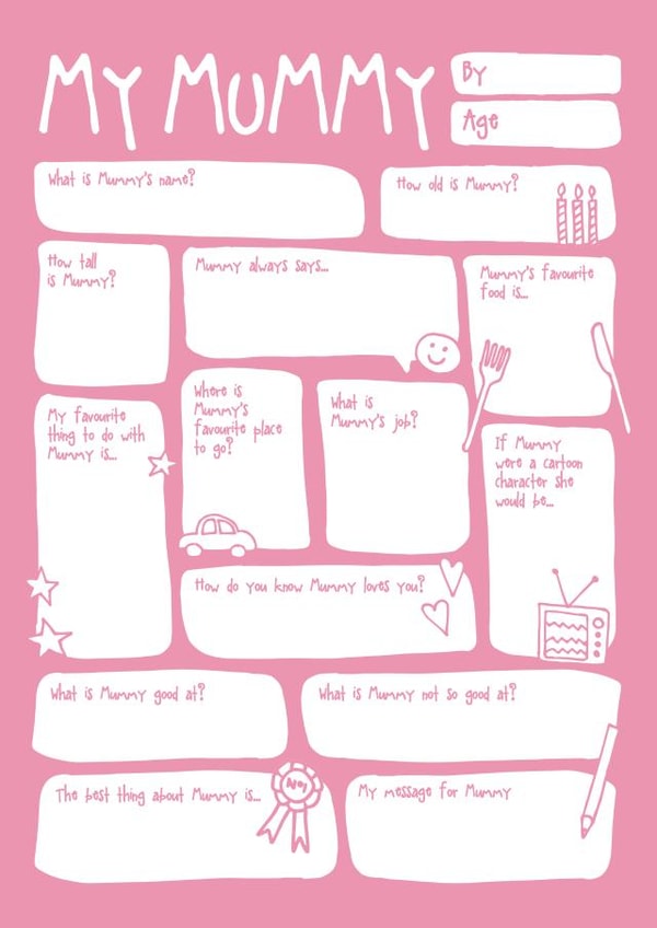 Cute Mother's Day Card  - My Mummy - Fill In The Blanks created by Bow & Bell