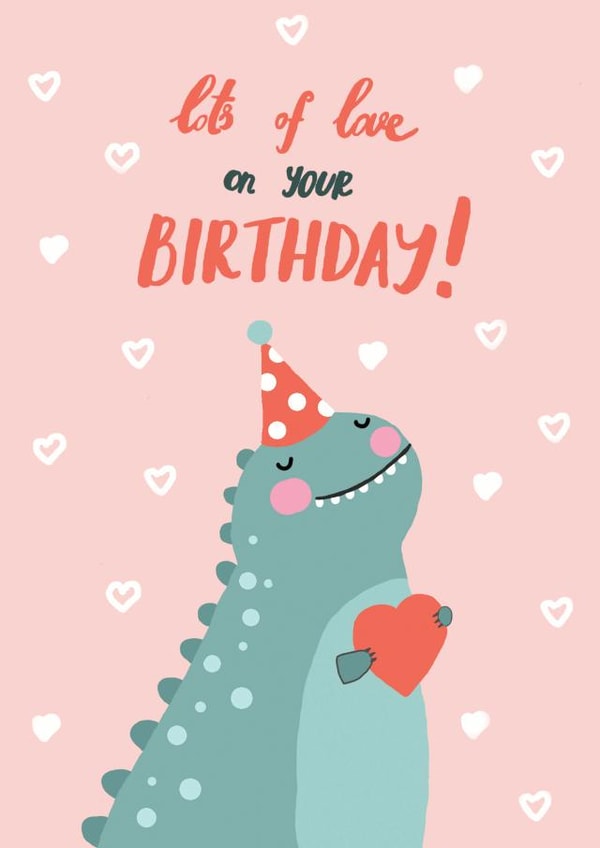 dinosaur heart Birthday Card 10249 created by Forever Funny