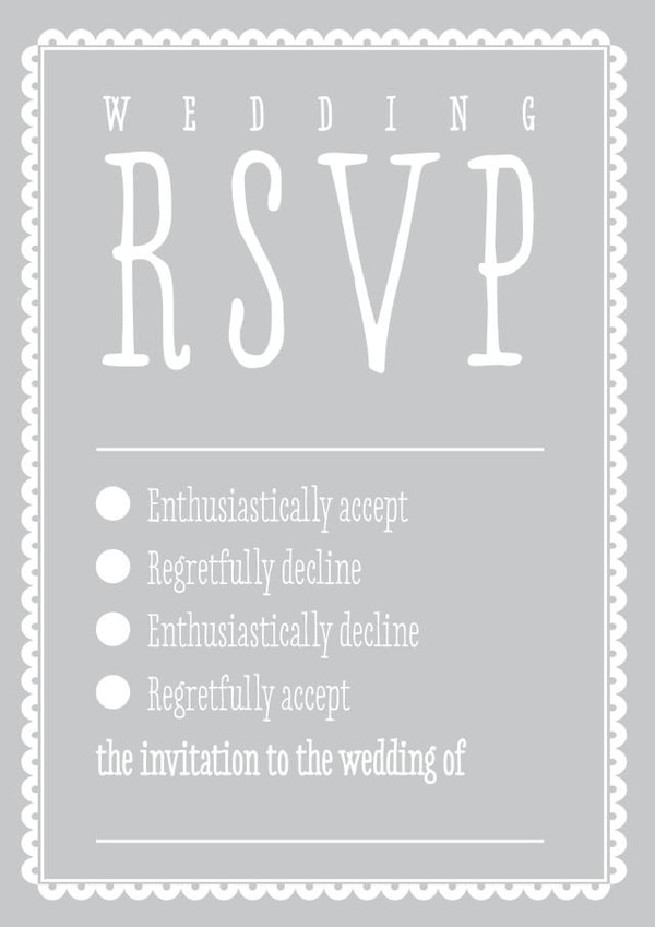 Funny RSVP wedding invite created by Bow & Bell