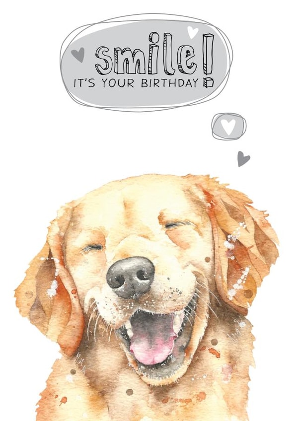 Cute Birthday Card - Golden Retriever - Dog - Smile created by Dotty Dog Art