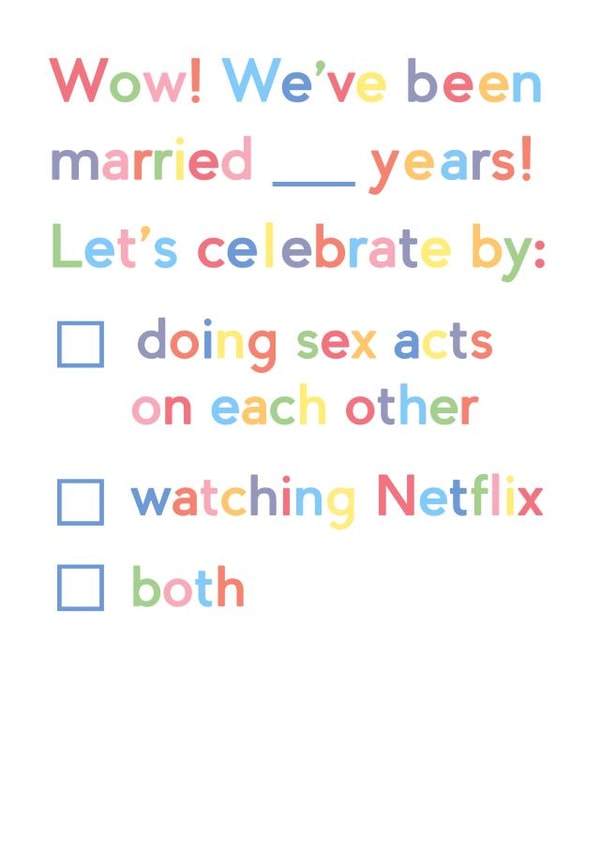 Rude Typography Anniversary Card - Lets Celebrate By Doing Sex Acts On Each Other created by JosieOnTheRun
