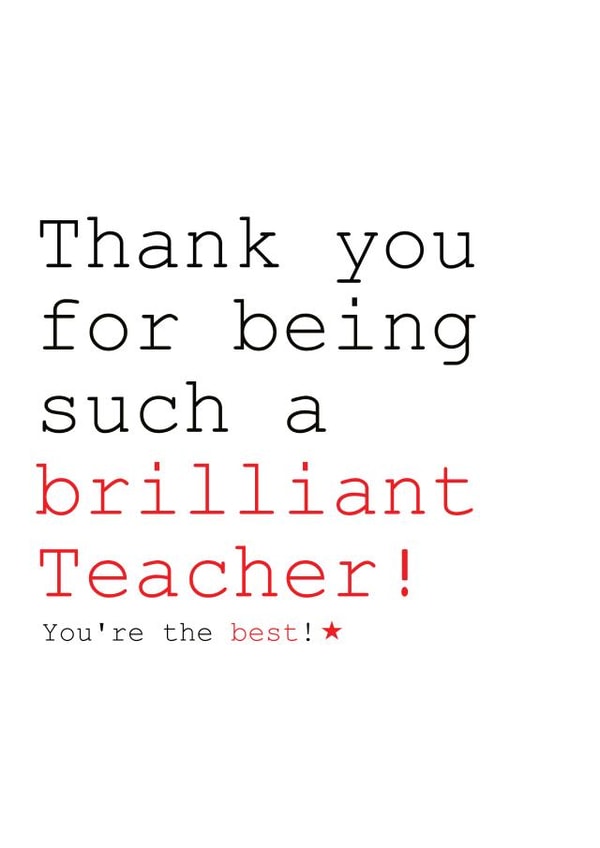teacher thank Thank You Card 2836 created by Always Sparkle