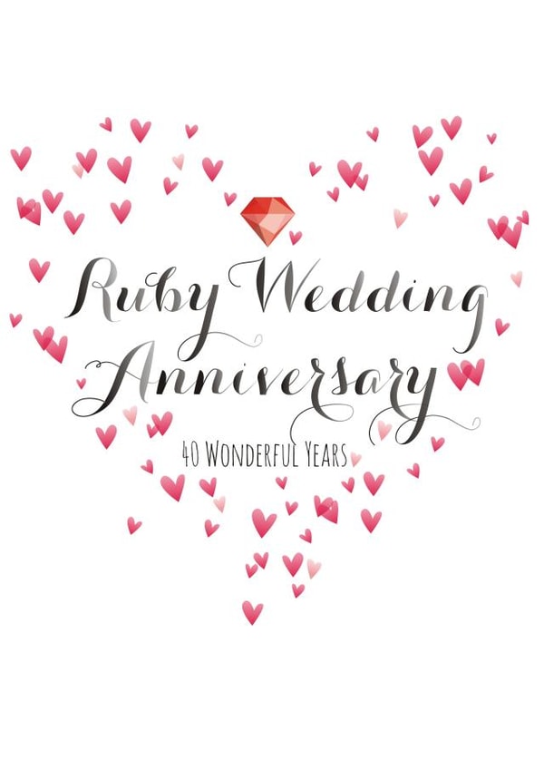Pretty Ruby Wedding Anniversary Card - 40 Years - 40 Wonderful Years created by Claire Giles