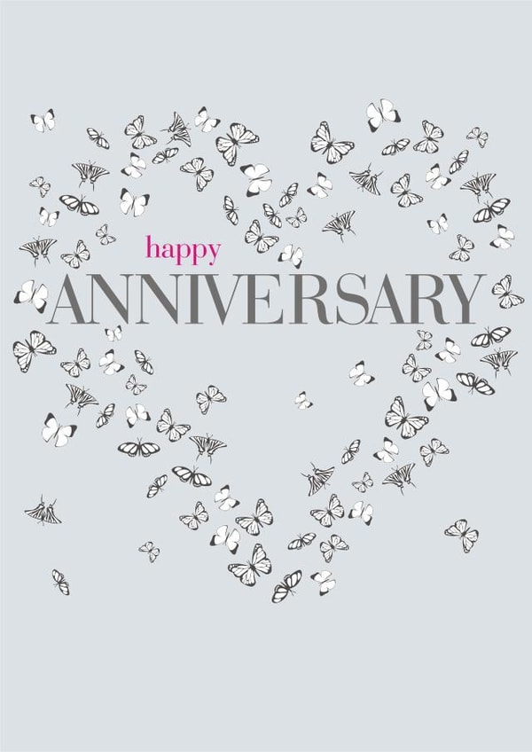 Pretty Butterfly Anniversary Card - Heart - Happy Anniversary created by Claire Giles