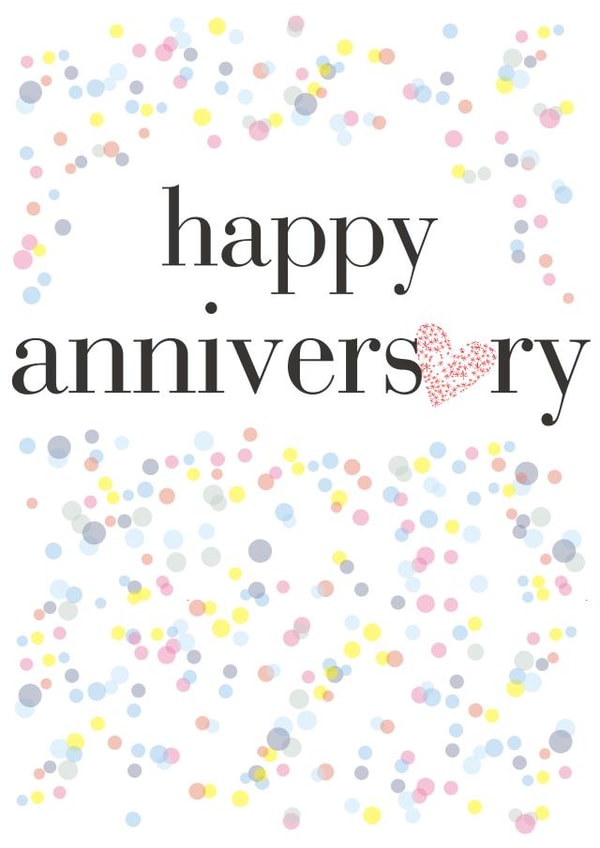 Polka Dot Typoragphy Anniversary Card - Heart - Happy Anniversary created by Claire Giles