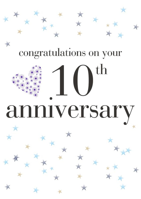 Cute 10th Anniversary Card - Congratulations On Your 10th Anniversary created by Claire Giles