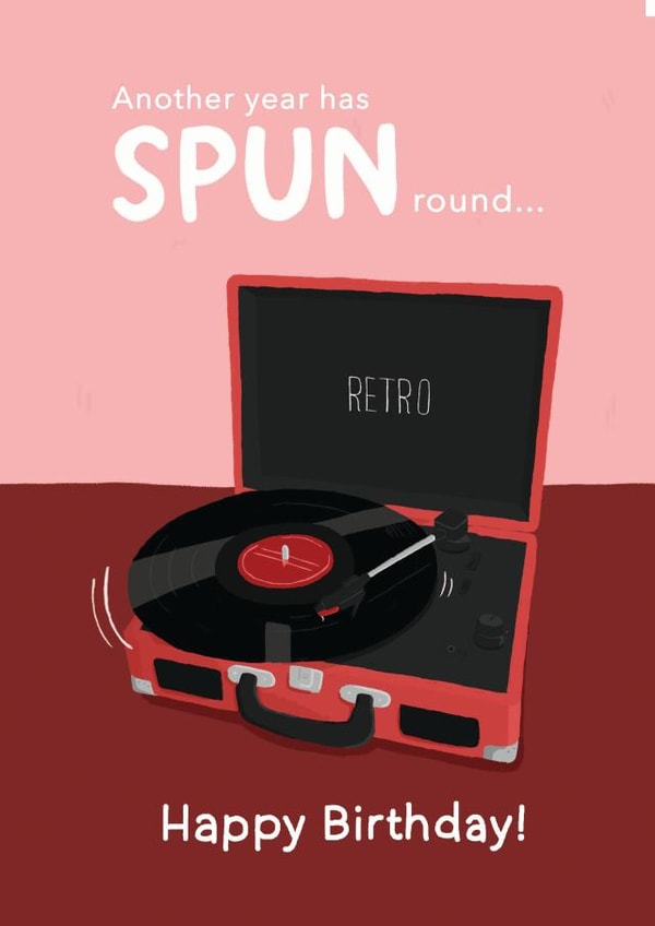 Vinyl Vintage Birthday Card 9184 created by Bronte Laura Illustration