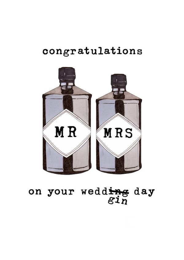 Gin wedding day card created by Panda and the Prince