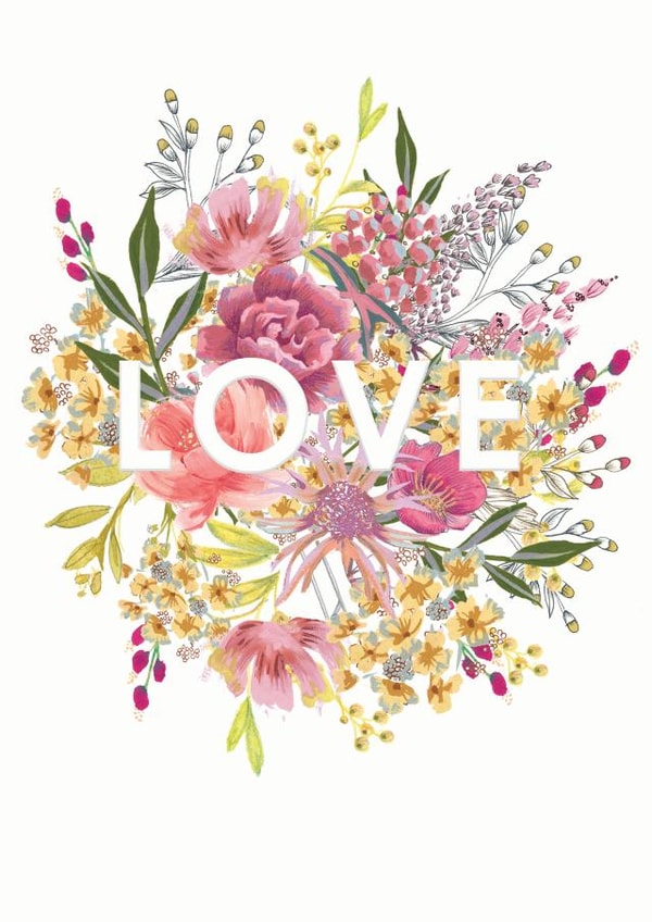 Pretty Floral Bouquet Anniversary Card / Wedding Card / Engagement Card - Love created by Louise Tiler