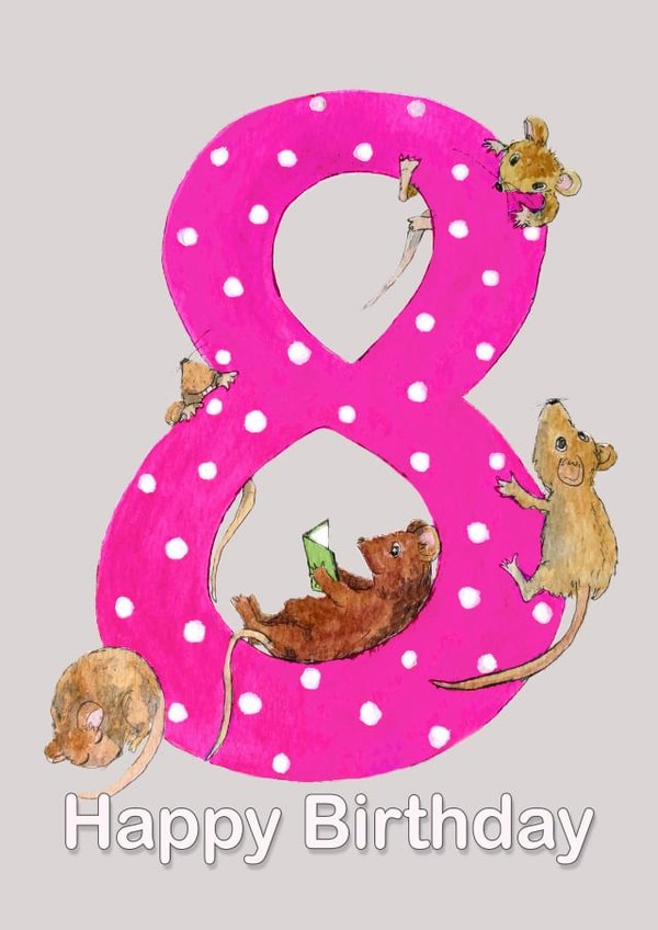 8 mice Birthday Card 6851 created by Nancy Alford
