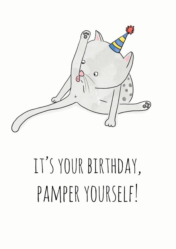 cat pamper Birthday Card 13928 created by SmellyCardStudio