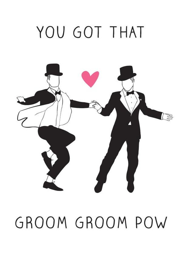 Groom Groom Pow - wedding card created by The Card Compony