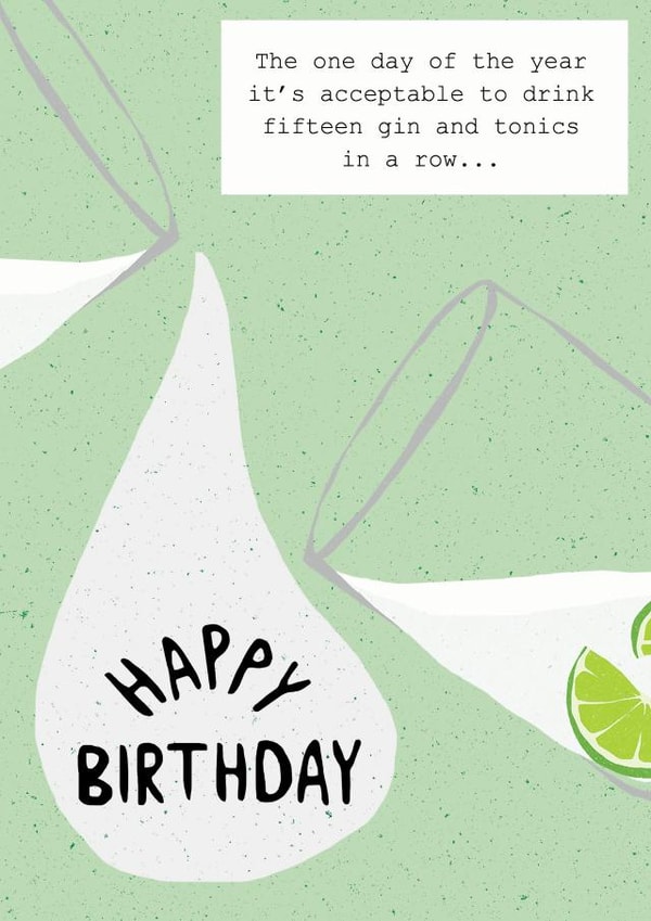 Alcohol Gin Birthday Card 36908 created by ldodsworthdesign